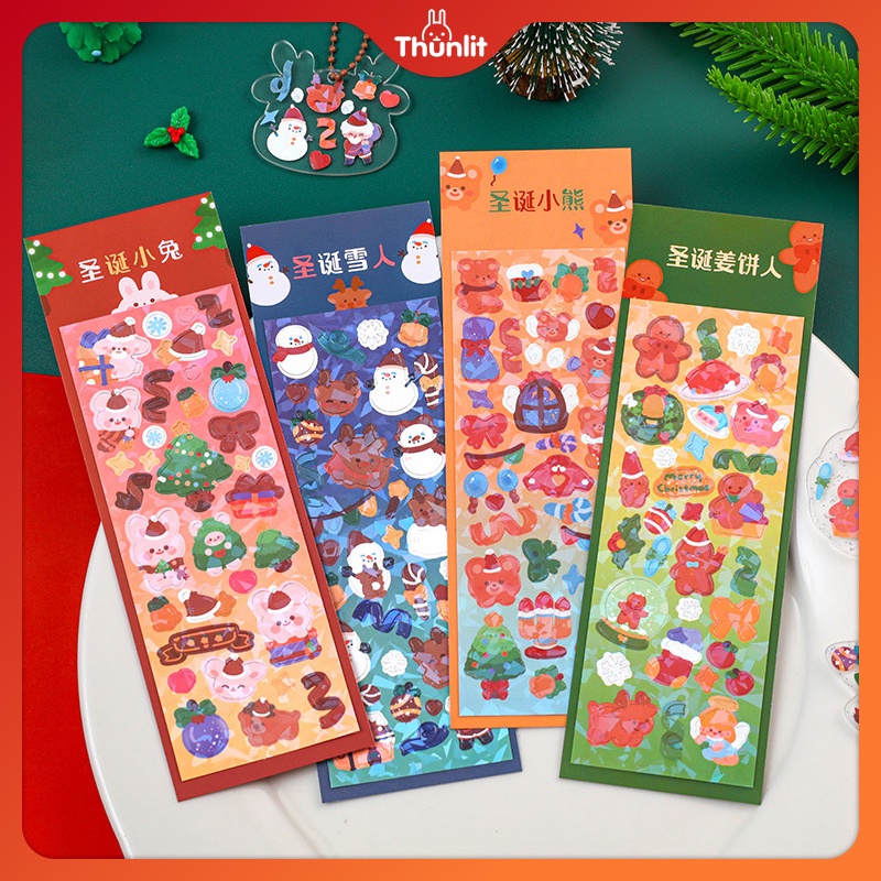 Nhãn dán Trang trí Giáng sinh Thunlit Phim hoạt hình dễ thương
