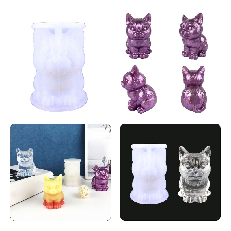 Sa Khuôn Silicon Làm Đồ Trang Trí Thủ Công Hình Mèo Dễ Thương