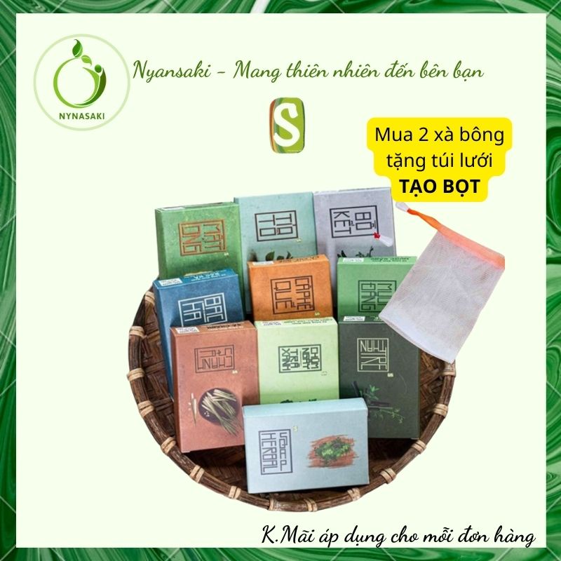 Xà bông sinh dược, xà phòng thảo dược giảm mụn lưng, sạch khuẩn, dưỡng da, chiết xuất 100% từ thiên nhiên 100g