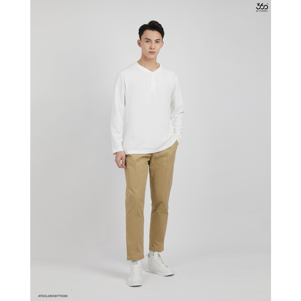 Áo thun nam dài tay cổ henley 360Boutique áo thun basic hai màu trắng đen - ATDOL329