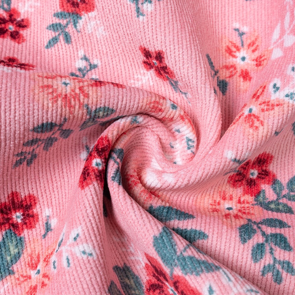 Váy Nhung Tăm Dài Tay Cho Bé Họa Tiết Hoa Thời Trang BELLOLAND