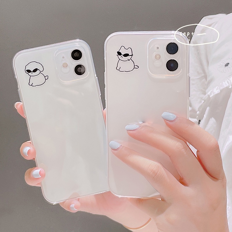 Ốp điện thoại iphone trong suốt in hình chó mèo cute cho iphone14/14pro/12promax/11/xr/xsmax/6/7/8/plus/se2020 mềm