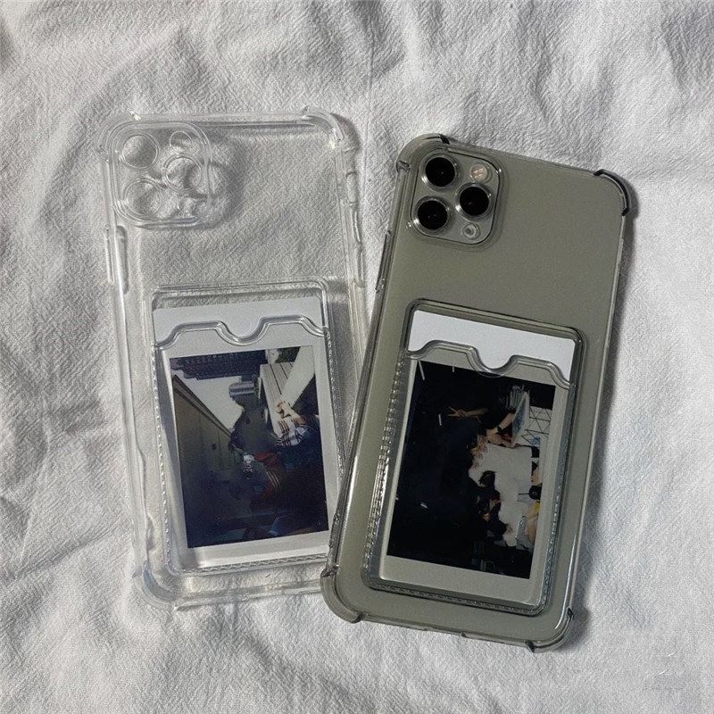Ốp điện thoại bằng silicon kèm ngăn đựng thẻ thích hợp cho iPhone 13 12 11 mini pro max xr xs max x 10 8 2020