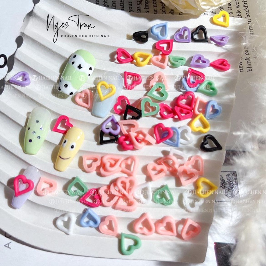 Ngôi Sao & Trái Tim Màu Kẹo Pastel Ngọt Ngào | Bịch Phụ Kiện Cầu Vòng Đủ Màu | Trang Trí Móng