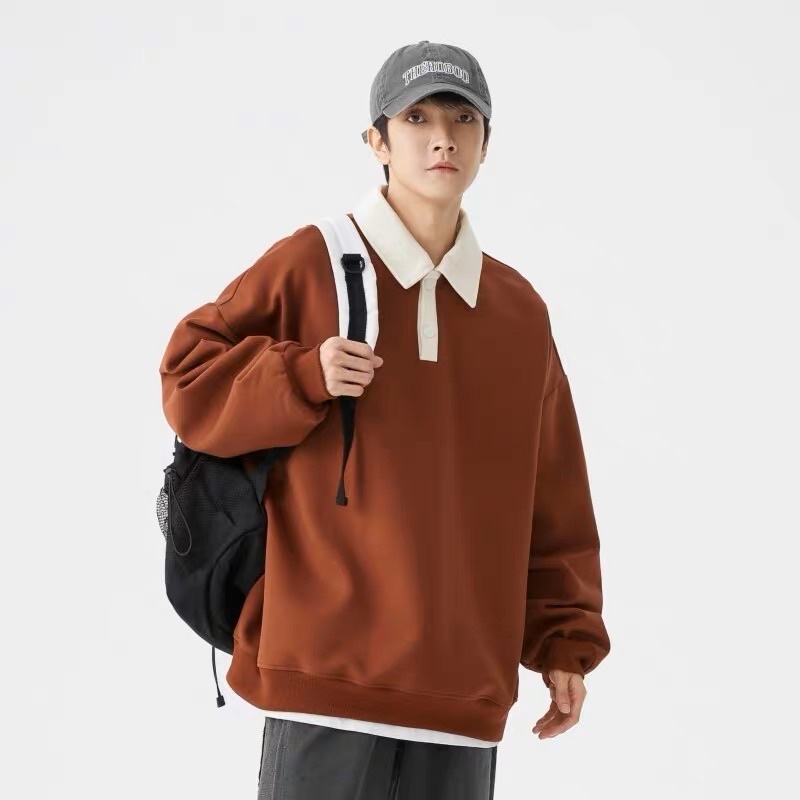 Áo polo tay dài unisex,thiết kế phối cổ 3 màu ms Poco