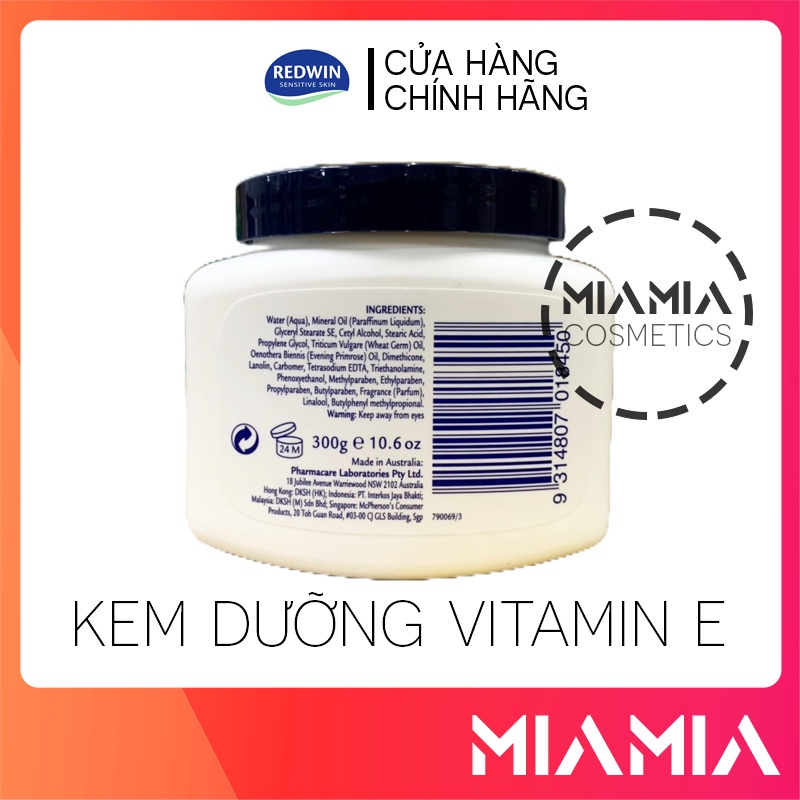 Kem Dưỡng Da Mềm Mịn Vitamin E REDWIN Chính Hãng 300gr