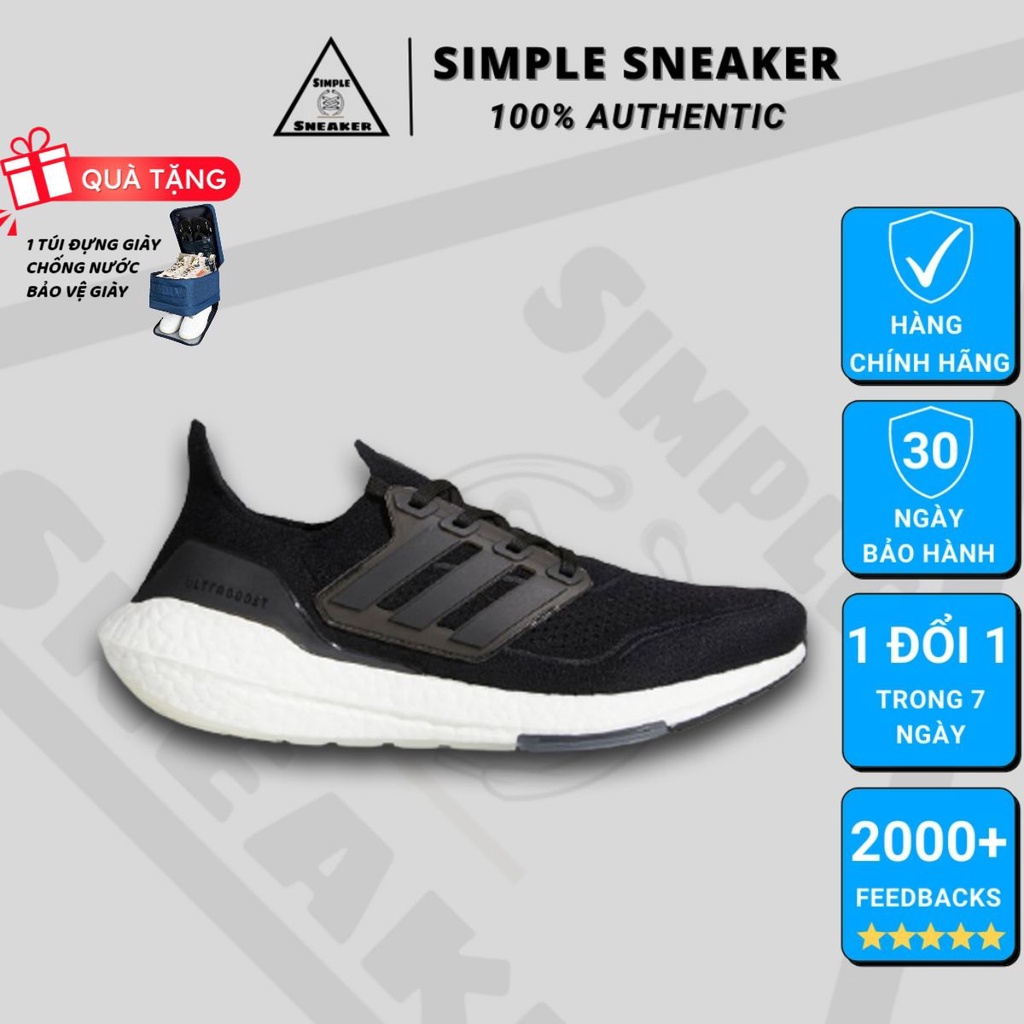 Giày Thể Thao Nam Nữ Chính Hãng💙FREESHIP💙Adidas Ultraboost 21 Core Black Chuẩn Auth- Giày Ultra Boost 21- Simple Sneaker
