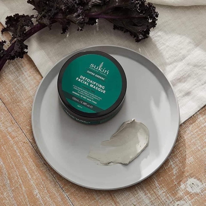 Mặt Nạ Đất Sét Sukin Greens Detoxifying/ Pink Sensitive Facial Masque hữu cơ 100% của Úc