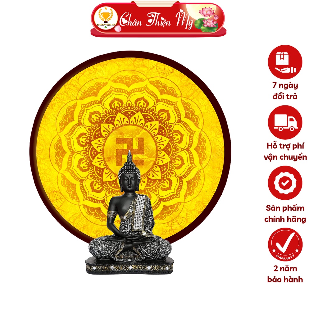 Đèn Thờ Hào Quang Phật Tranh Trúc Chỉ Tròn CHÂN THIỆN MỸ, Trang Trí Bàn Thờ, Hào Quang Trúc Chỉ Mandala Chữ Vạn TC-HQ-80