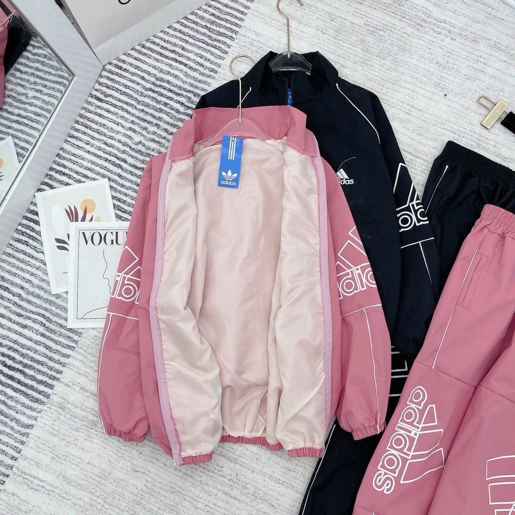 Bộ Áo Gió Thể Thao NỮ Logo thêu nổi, 2 Lớp siêu hot - Hàng Xuất Dư