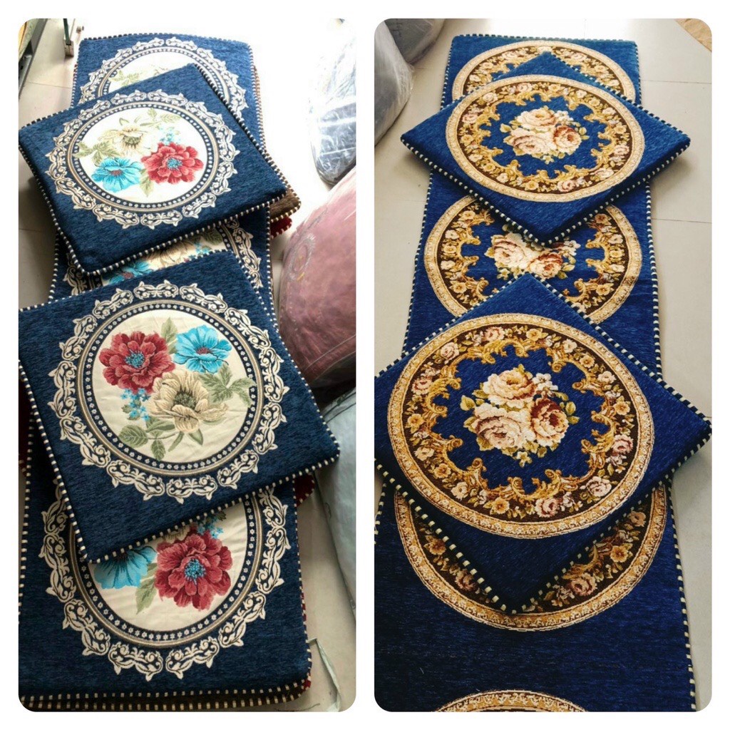 Thảm trải ghế Tây Âu Mvyshop, nệm trải ghế gỗ, đệm ghế hoàng gia, thảm trải ghế cao cấp