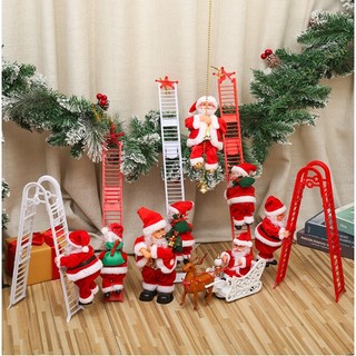 Đồ chơi ông già Noel leo dây, đồ chơi Noel có nhạc giáng sinh và phát sáng