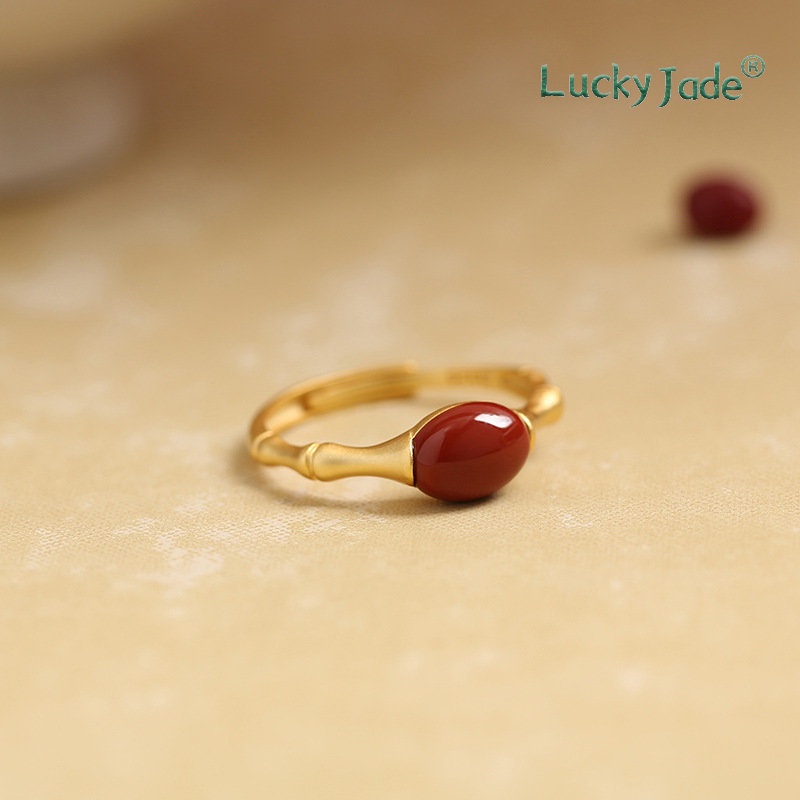 Nhẫn Bạc S925 Đính Ngọc Bích Phong Cách Retro