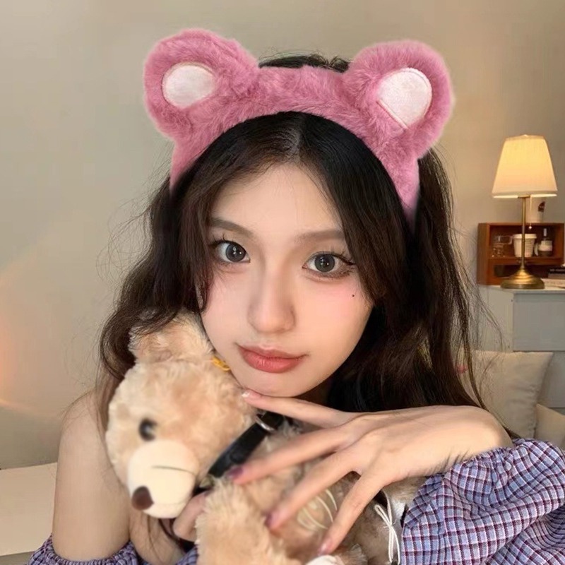 Băng Đô Cài Tóc Phủ Lông Chống Trượt Kiểu Hoạt Hình Dễ Thương