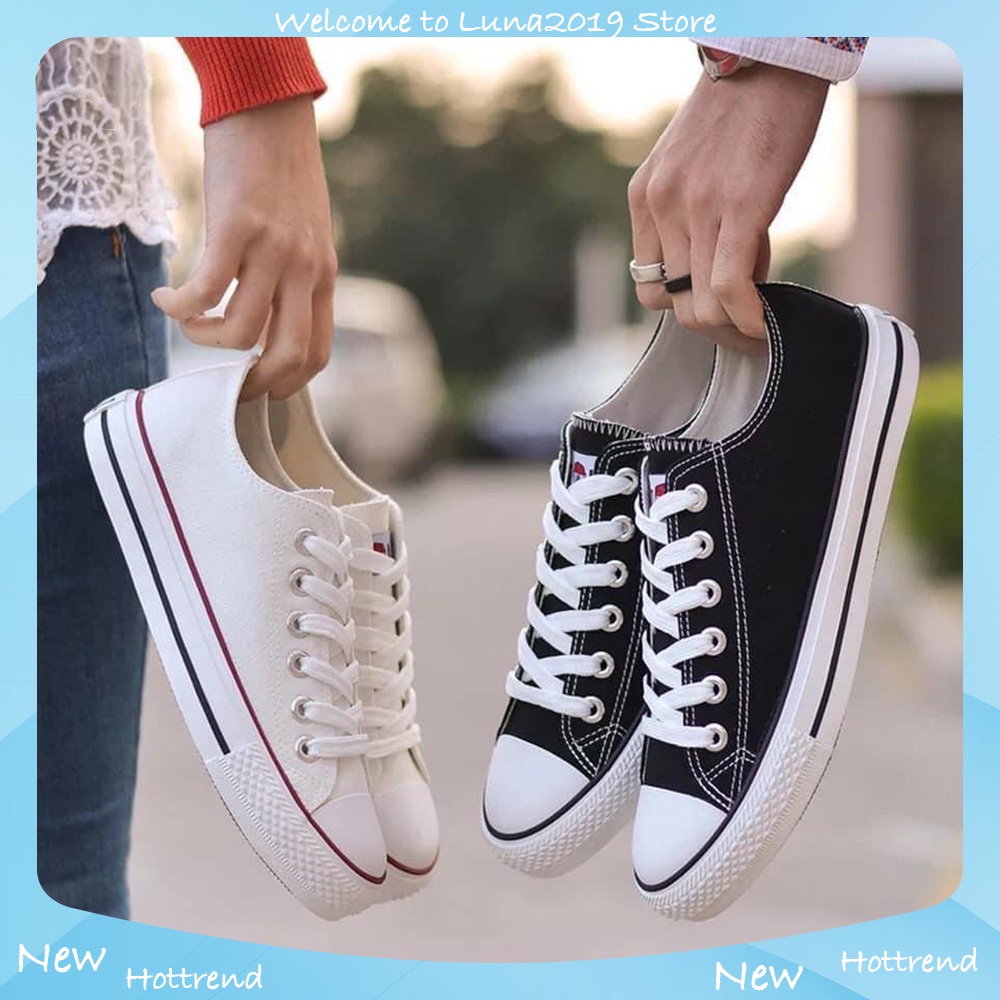 Giày thể thao nữ Convert cổ thấp 2 màu đen trắng chất vải siêu mềm