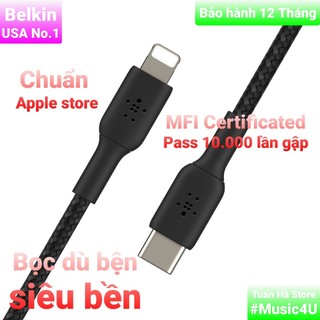 Dây cáp sạc nhanh USB Type C to ra L Belkin CAA004 30w Tuấn Hà Store