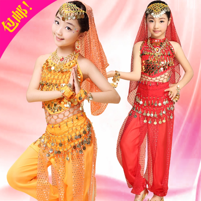 Bộ Trang Phục Múa Bụng Ấn Độ 4 / 5 Món Phong Cách Mới Cho Bé Gái