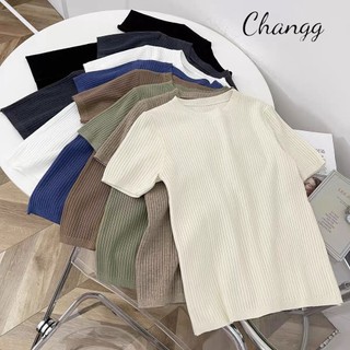 Áo len đũa cộc tay cổ tròn basic chất đẹp