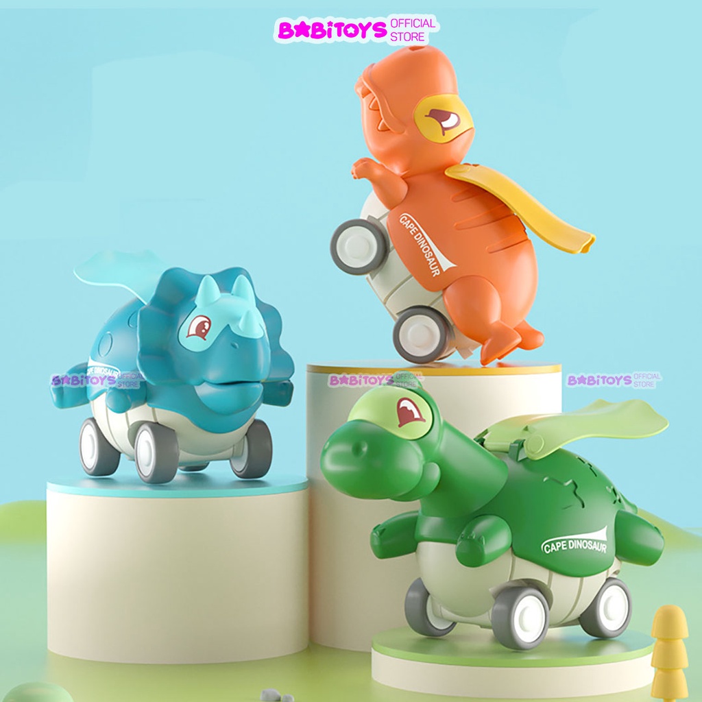 Đồ chơi xe ô tô khủng long cute nhấn cót cho bé, đồ chơi vận động ô tô địa hình chạy cót không dùng pin
