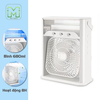 Quạt điều hòa mini tích hợp đèn LED nhiều màu, quạt phun sương để bàn cao cấp 3 tốc độ gió, dung tích 680ml