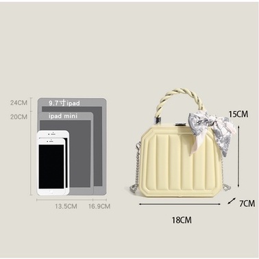 Túi Xách Nữ Đeo Chéo Hình Hộp Phối Nơ Lụa Xinh Xắn