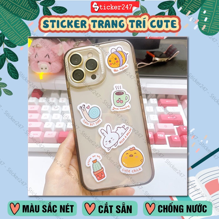 Sticker Cute  𝑭𝒓𝒆𝒆𝒔𝒉𝒊𝒑 Sticker Dễ Thương Dán Size Nhỏ Dán Điện Thoại , Ipad, Bình Nước - Chống Nước - Cao Cấp - Giá Rẻ