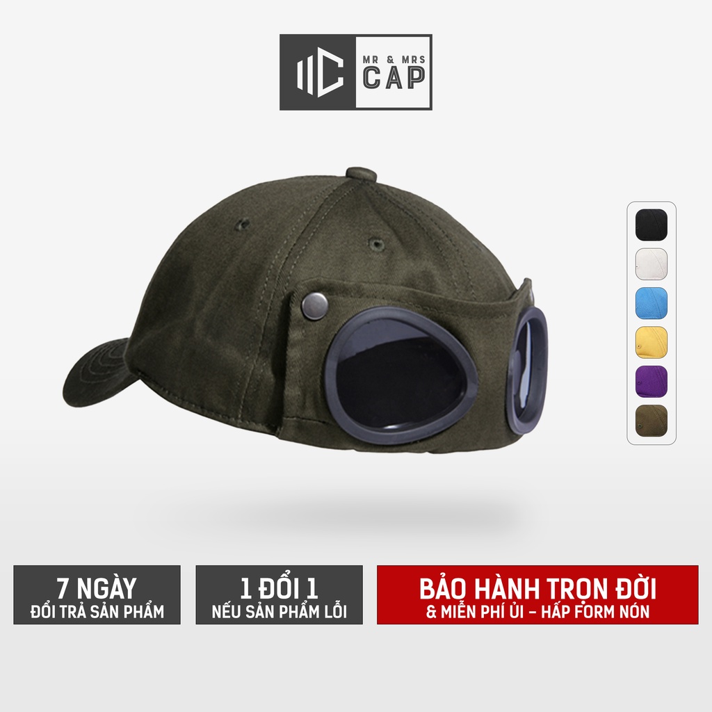 Mũ Lưỡi Trai Phi Công Mr Mrs Cap Kiểu Nón Lưỡi Trai Có Kính Hot Trend Form Mềm Vải Cotton Thoáng Mát [MUA TẶNG 1]