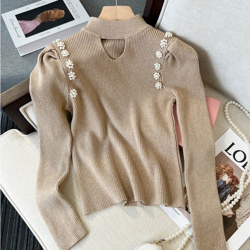 Áo sweater Dệt Kim Tay Phồng Thời Trang Thu Đông Dành Cho Nữ
