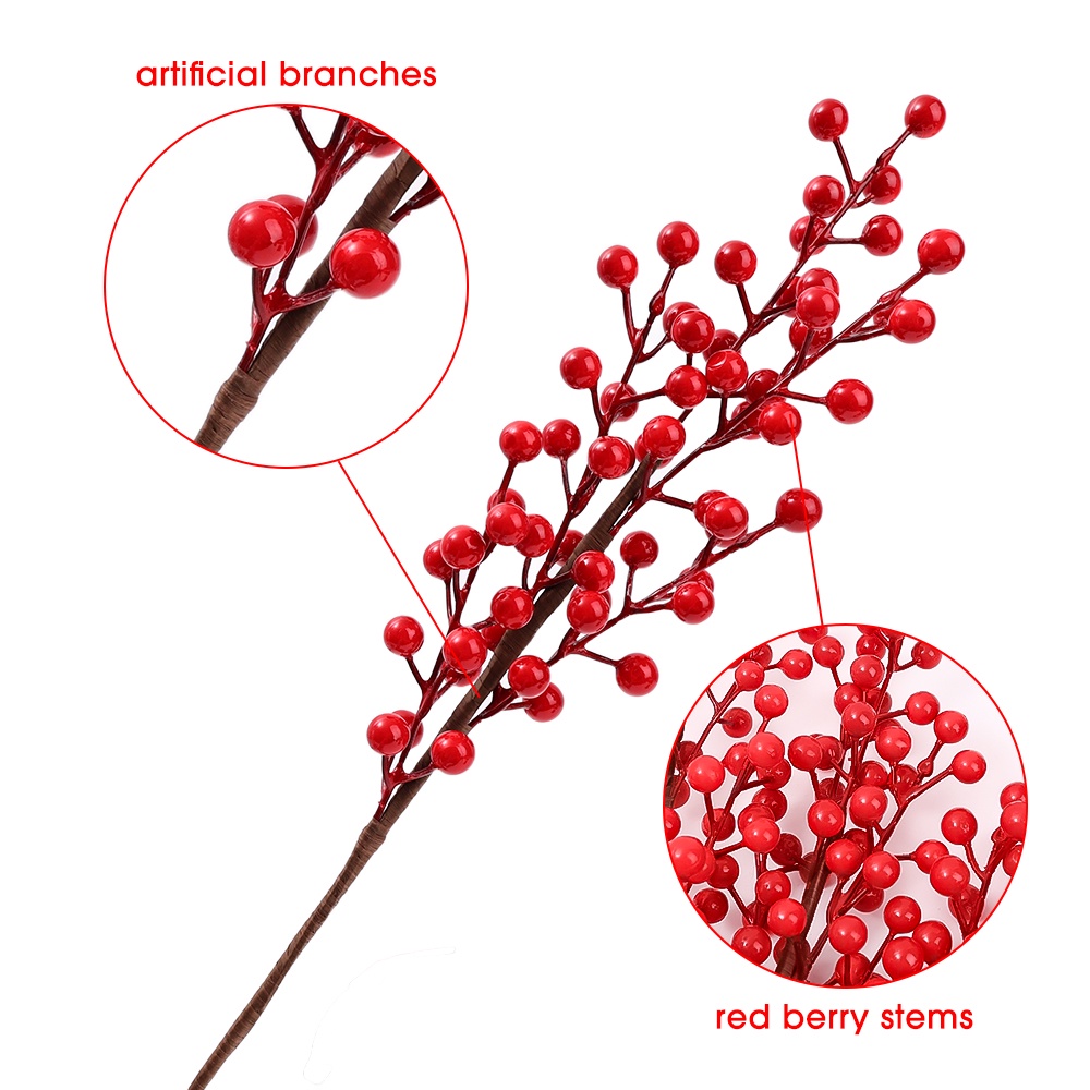 Chùm Berry Nhựa 59 / 63 / 73cm Trang Trí Bàn Ăn / Tiệc Giáng Sinh / Năm Mới