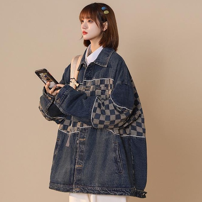 2023 Áo Khoác Denim Dáng Rộng Phong Cách Thời Trang Hàn Quốc
