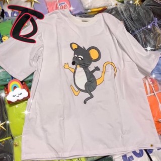 Áo thun tay lỡ in chuột xám nhiều màu unisex size m,l oversize tay lỡ form rộng cotton DƯ TÚ LỆ