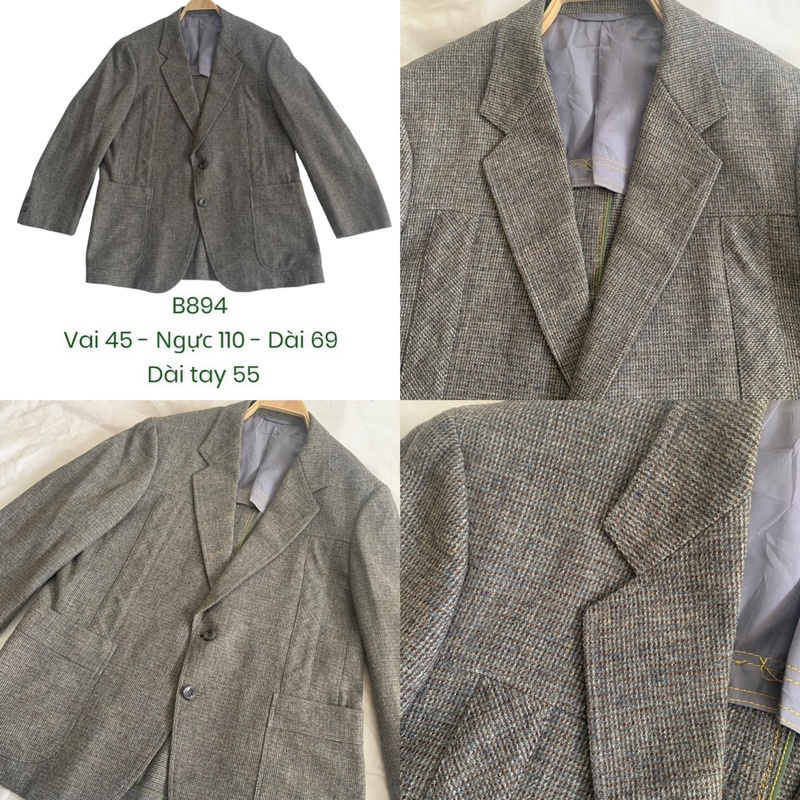 Áo khoác blazer menswear nam nữ B894 có độn vai chất dạ dày dặn đứng form 2hand Nhật si tuyển ảnh thật