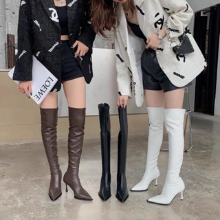  Boots đùi trên gối da lì gót nhọn 7p sang chảnh hàng cao cấp 7A.MI 