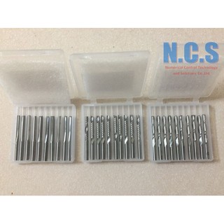 Hộp 10 Dao cắt gỗ CNC 3.175x22 xoắn, thẳng 1 và 2 lưỡi, hàng bình dân