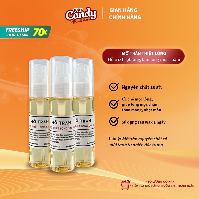 Mỡ trăn nguyên chất CandyWax Mỡ trăn triệt lông dưỡng da se khít lỗ chân lông sau wax lông WL01