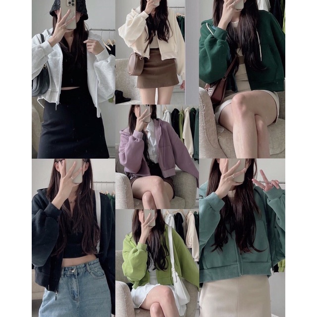 Áo KHOÁC Croptop Thể Thao TAY PHỒNG Có Mũ Ulzzang Unisex Hot Hit ( Hàng Sẵn, Ảnh Thật)