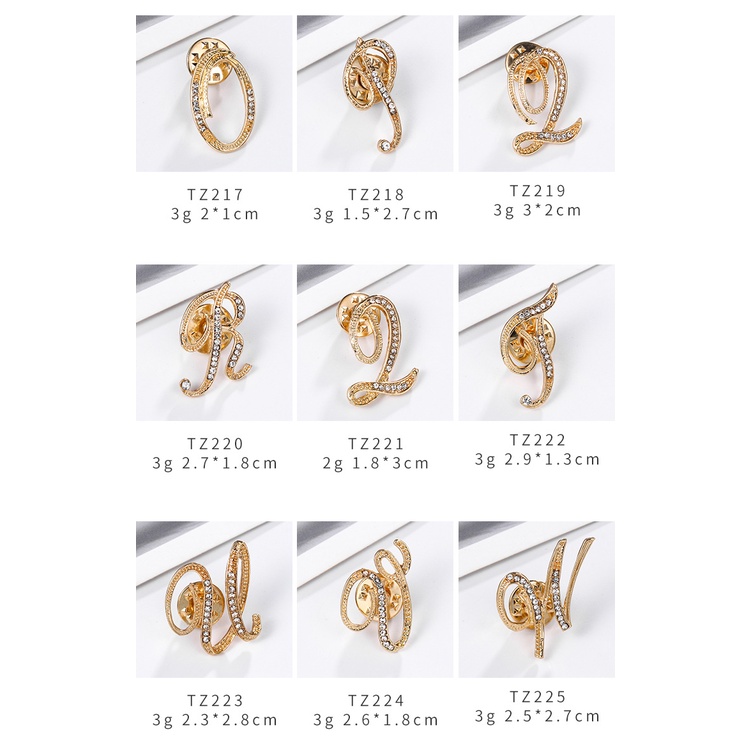 Ghim Cài Áo Hình 26 Chữ Cái Đính Đá Nhân Tạo Thời Trang