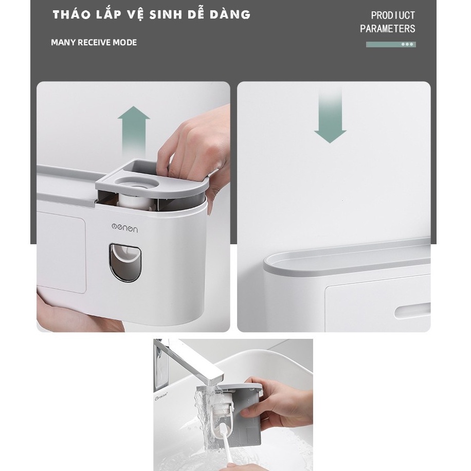 Kệ Nhà Tắm Khay Giá Đựng Bàn Chải Đánh Răng Cao Cấp Hút Từ Tính Dán Tường OENEN