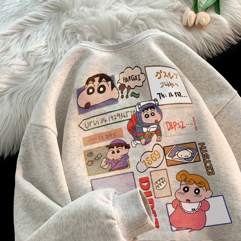 Áo Sweater Mỏng Tay Dài Cổ Tròn In Họa Tiết Hoạt Hình Dễ Thương Cho Nữ