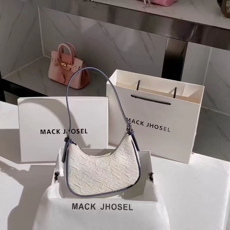 Túi đeo vai họa tiết xếp nhăn hình bán nguyệt màu tương phản đơn giản thời trang cho nữ