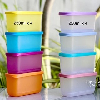 [Xả Kho Tết] Hộp bảo quản Tupperware💕Freeship💕 MINI RECTANGULAR Trữ mát và trữ khô (set 4 hộp)