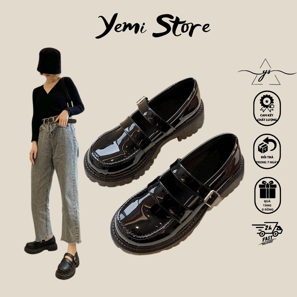 Giày da đế dày mũi tròn phong cách Retro Nhật Bản - YEMI STORE G04