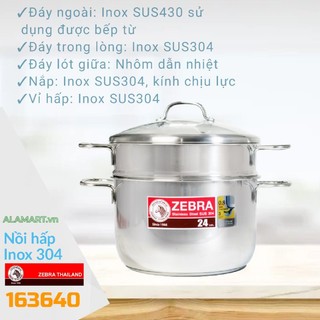 Xửng hấp Inox Zebra Extreme Infinity nắp kính 24cm 163640