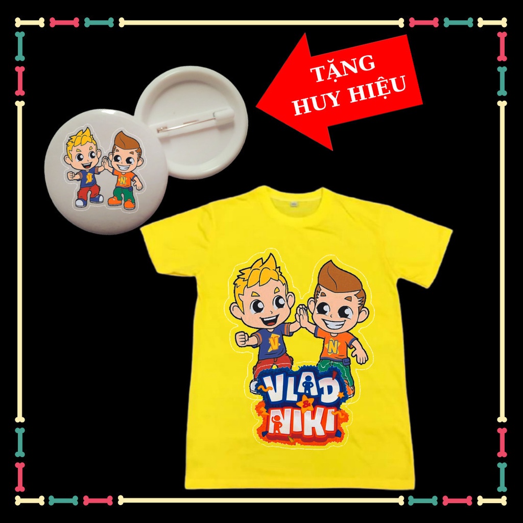 Áo phông trẻ em nhân vật hoạt hình VLAD NIKI dễ thương, TẶNG kèm huy hiêu