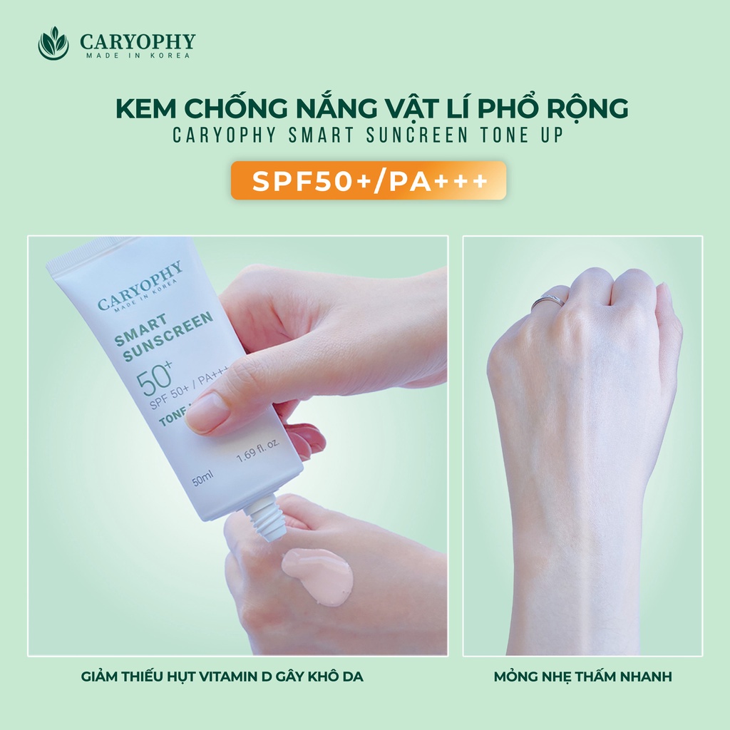 Kem chống nắng ngừa mụn Caryophy Smart Sunscreen Tone Up SPF50+/PA+++ 50ML