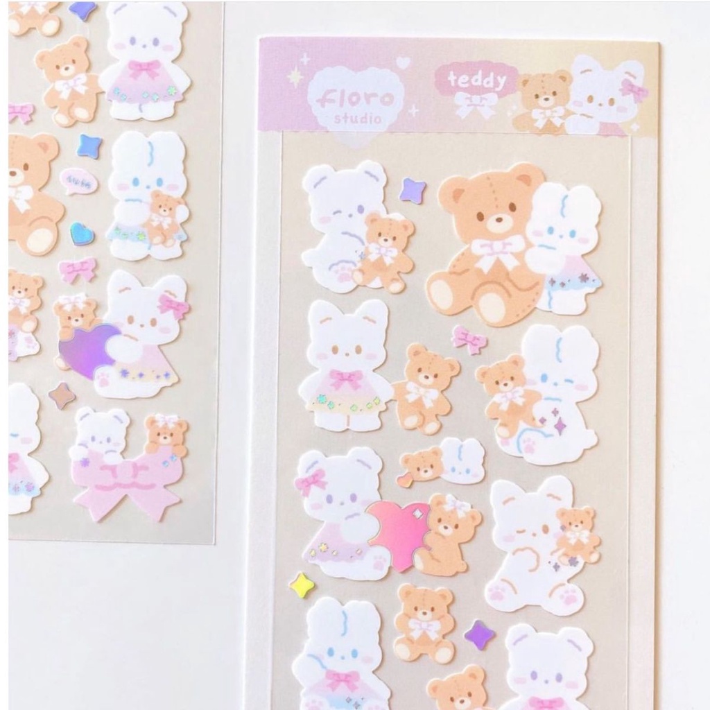 Galici Nhãn Dán Trang Trí Hình Thỏ Trắng / Bạc Lấp Lánh DIY