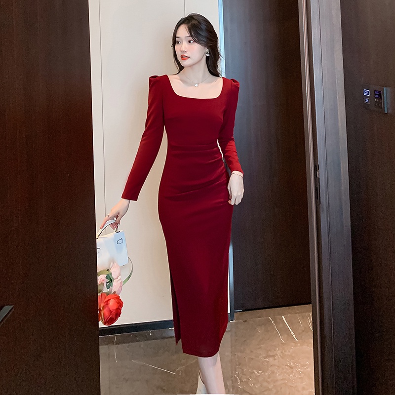 Đầm Dài Tay Ôm Eo Thời Trang Dành Cho Nữ
