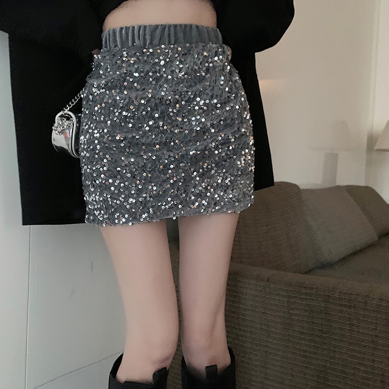 Chân Váy Chữ a Lưng Cao Đính Kim Sa Lấp Lánh Thời Trang Cho Nữ