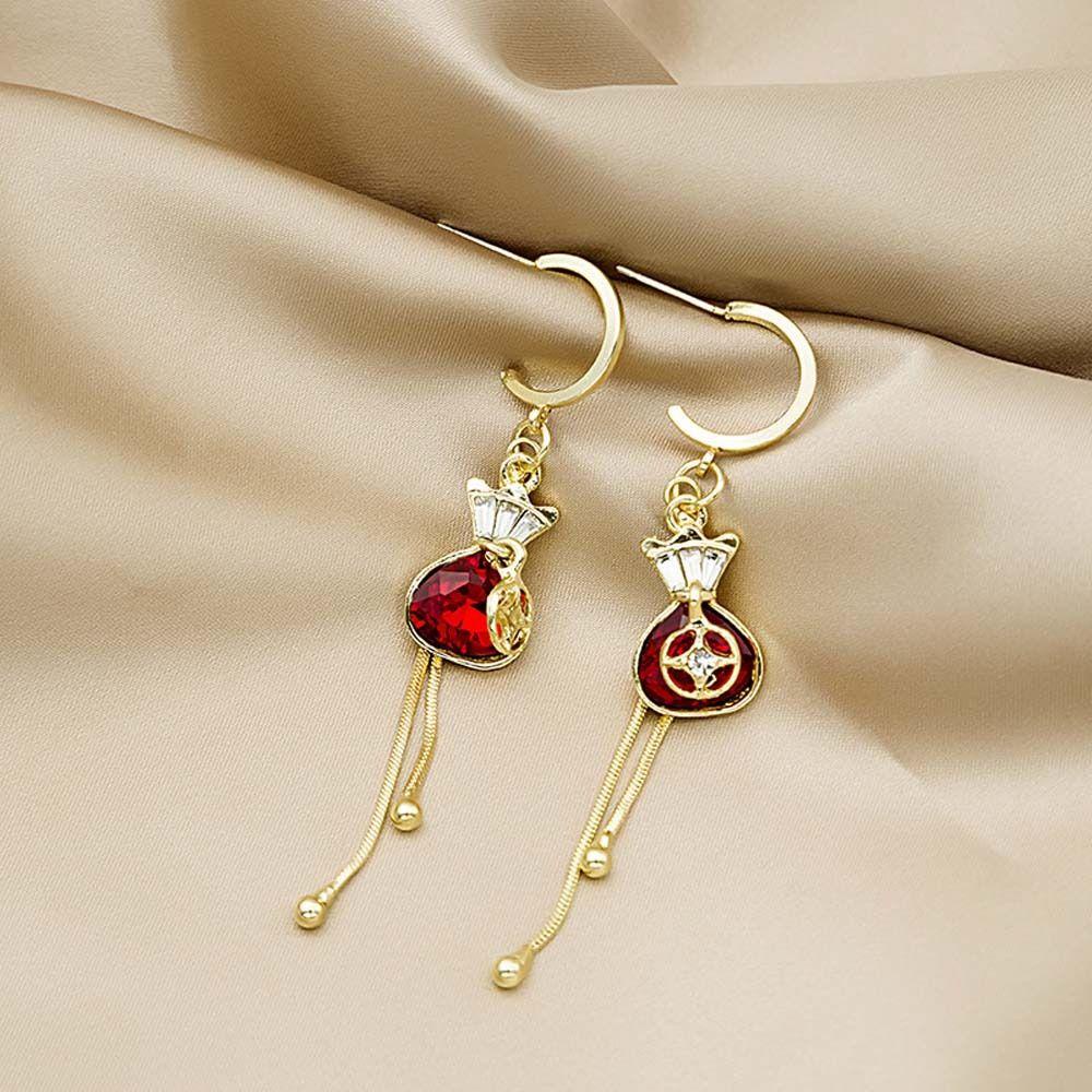 VANES1 Đôi Khuyên Tai Tua Rua Đính Đá Thời Trang Năm Mới