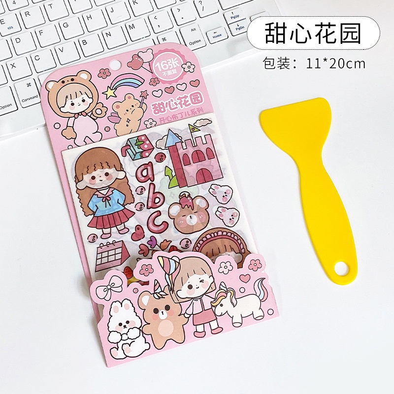 Set 16 Tấm Sticker Dán Trang Trí Sổ Tay diy Họa Tiết Hoạt Hình Dễ Thương